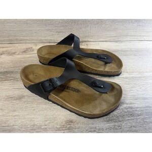 Birkenstock Womens Size 7 Gizeh Black Birko-Flor Comfort Slide Slip On Sandals